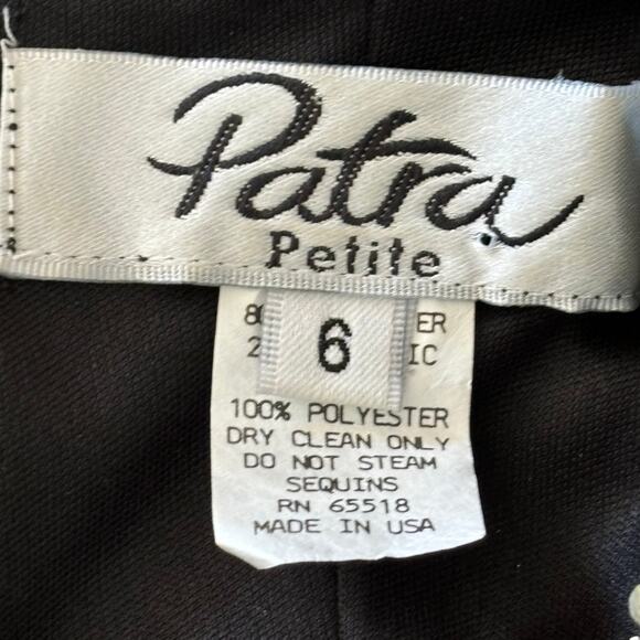 Vintage Patra 2-Piece‎ Evening Dress Sz 6 Petite Black Gold Metallic Holiday USA - Picture 5 of 9